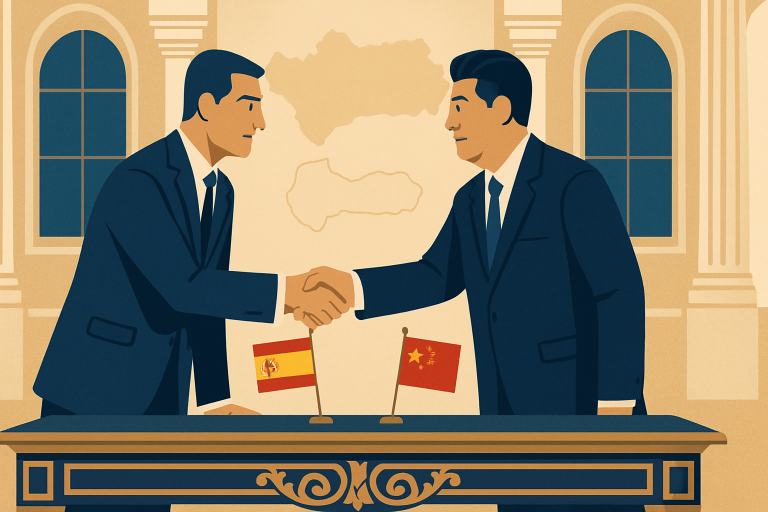 El presidente andaluz Moreno recibe al vicepresidente chino Han Zheng tras su encuentro con el Rey y Sánchez