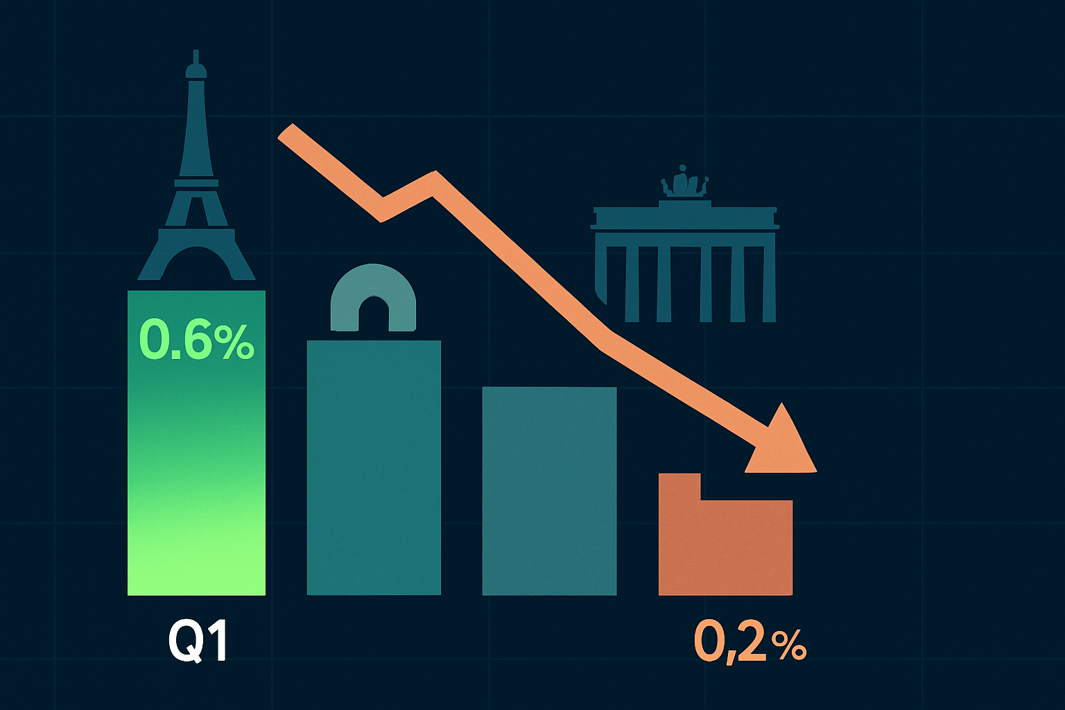 La eurozona registra un crecimiento del 0,1% en el segundo trimestre tras caer desde el 0,6% del primero